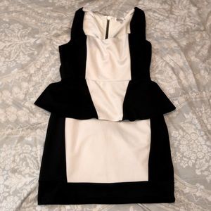 Black & White Bodycon Dress with Peplum Skirt; tiny and short
